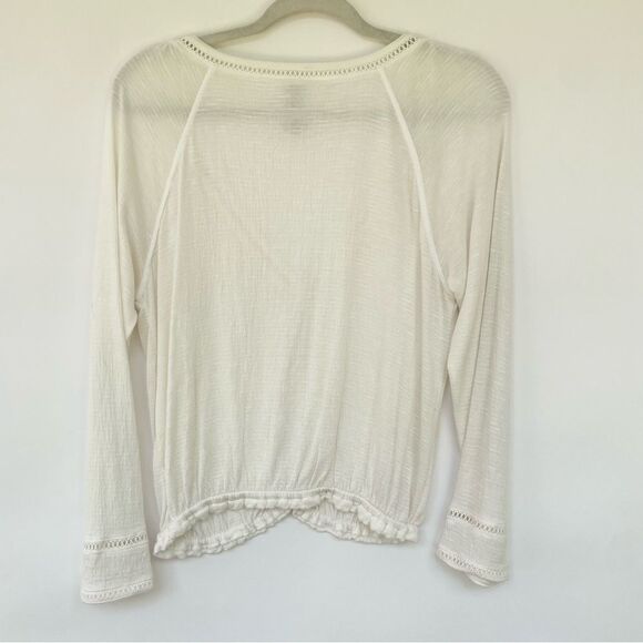 American Rag Bell-Sleeve Crochet-Trim Peasant Cream Women's S Minimalist - Picture 6 of 11